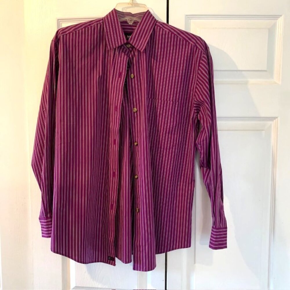 Purple & white striped casual long sleeved shirt by Ellen Tracys COMPANY